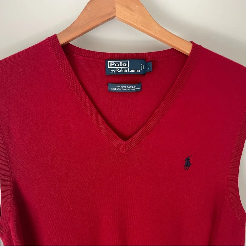 Polo Ralph Lauren Red Sweater Vest 100% Pima Cotton
